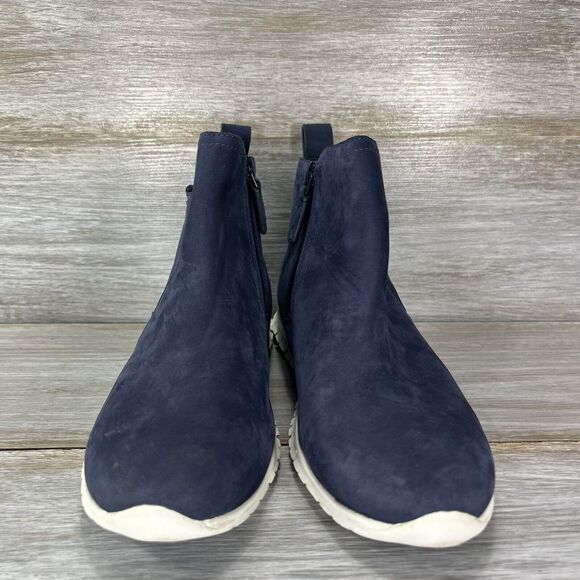 Cole Haan Women's ZeroGrand Blue Leather Waterproof Ankle Booties Size 6 B - Picture 2 of 8